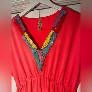 Bright pink swim coverup for vacation/summer